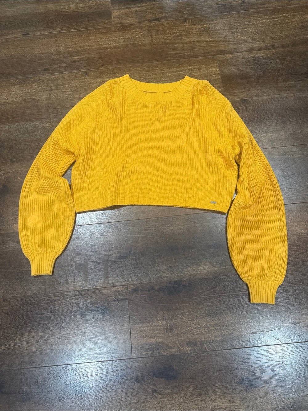 Hollister Mustard Ribbed Crewneck Sweater